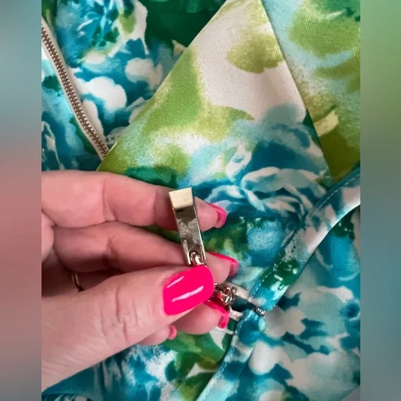 AGB Floral Midi Dress Blue & Green Women’s Size 4 - Picture 2 of 15